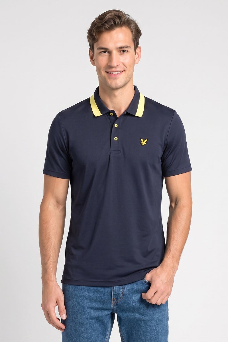 Lyle & Scott Men Regular Fit Brand Logo Short Sleeve Polo Shirt, Dark Navy - Image 1