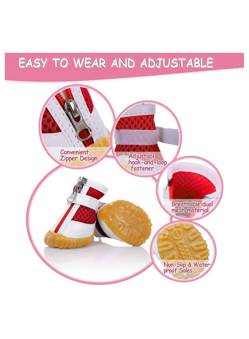 Durable Breathable Waterproof Dog Shoes for Small Dogs, Anti-Slip Pet Boots with Zipper Closure, Perfect Paw Protectors for Hot Pavement (Size M) - Image 2