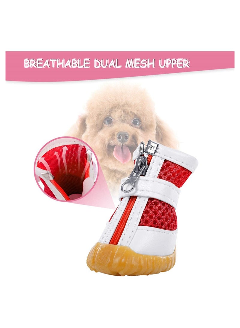 Durable Breathable Waterproof Dog Shoes for Small Dogs, Anti-Slip Pet Boots with Zipper Closure, Perfect Paw Protectors for Hot Pavement (Size M) - Image 3