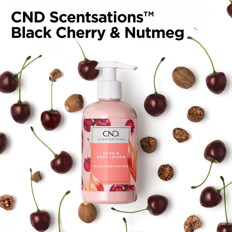 CND Scentsations Hand & Body Lotion, Deep Moisturizing and Hydrating Formula for Dry Damaged Skin, Dermatologically Tested, Black Cherry & Nutmeg, 8.3 fl. oz - Image 4