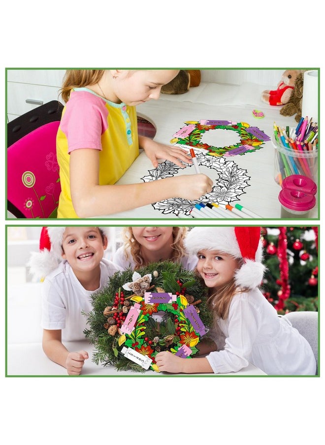 Zhanmai 24 Sets Christmas Advent Wreath Craft Kit For Kid With 12 Colored Markers Color Your Own Advent Wreath Candle Craft Kit With Word Love Joy Christ Peace Hope For Fun Home School Church Activity  - Image 5
