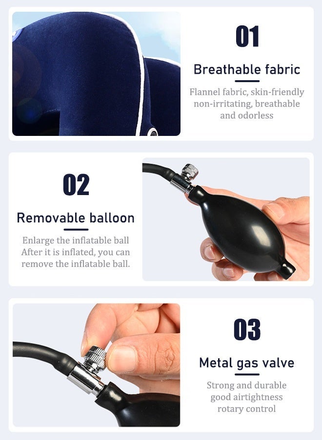 Bukela Neck Pillow Travel pillow Neck 3 Tube Inflatable Cervical Neck Traction Device Adjustable Air Inflation Neck Traction – Portable Cervical Support Device with Pump - Image 5