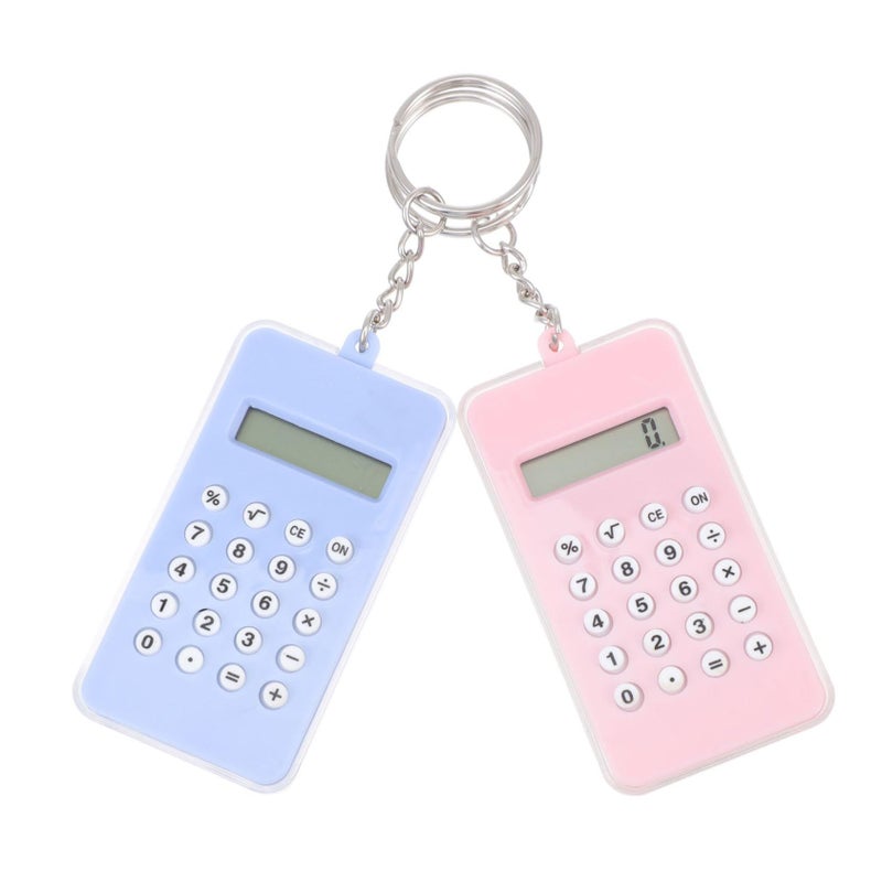 Creative Calculator Keychain Pendant Bag Charm for Office School Stress Relief Sky Blue Pink - Image 2