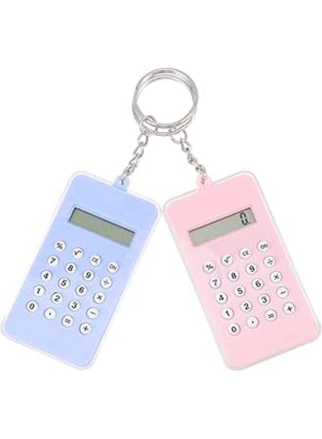 Creative Calculator Keychain Pendant Bag Charm for Office School Stress Relief Sky Blue Pink - Image 1