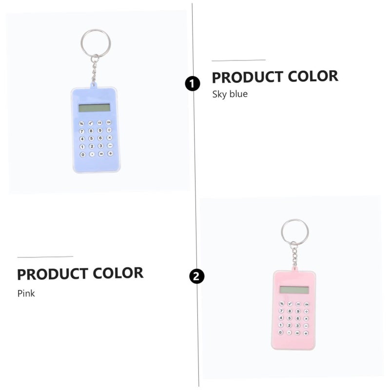 Creative Calculator Keychain Pendant Bag Charm for Office School Stress Relief Sky Blue Pink - Image 4