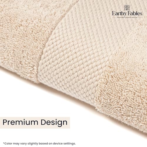 Earthy Fables Premium Bath Towel - 100% Combed Cotton, 600 GSM, Ultra Soft, Quick Dry and Highly Absorbent for Home, Travel and Acne-Prone Skin, 150 x 70 cm, Beige - Image 4