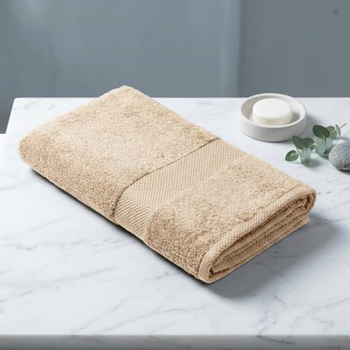 Earthy Fables Premium Bath Towel - 100% Combed Cotton, 600 GSM, Ultra Soft, Quick Dry and Highly Absorbent for Home, Travel and Acne-Prone Skin, 150 x 70 cm, Beige - Image 1