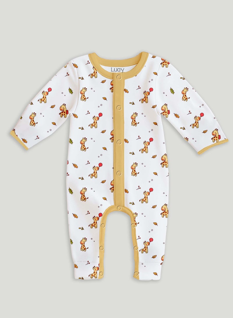 LUAY بدلة أطفال مطبوعة بأكمام كاملة من القطن 100%، بدلة نوم للبنات والأولاد، (عبوة من 3) - Image 4