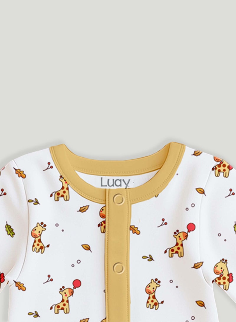 LUAY بدلة أطفال مطبوعة بأكمام كاملة من القطن 100%، بدلة نوم للبنات والأولاد، (عبوة من 3) - Image 5
