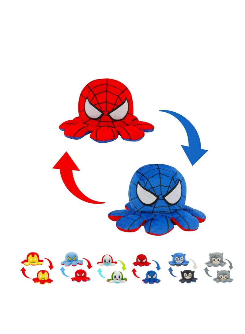 Raxoom Reversible Plushie Octopus Soft Toys, Double-Sided Flip Stuffed Animal Mood Plush Show Your Mood Without Saying a Word, as A Gift for Kids & Adult or for Decoration (Spidey) - Image 4