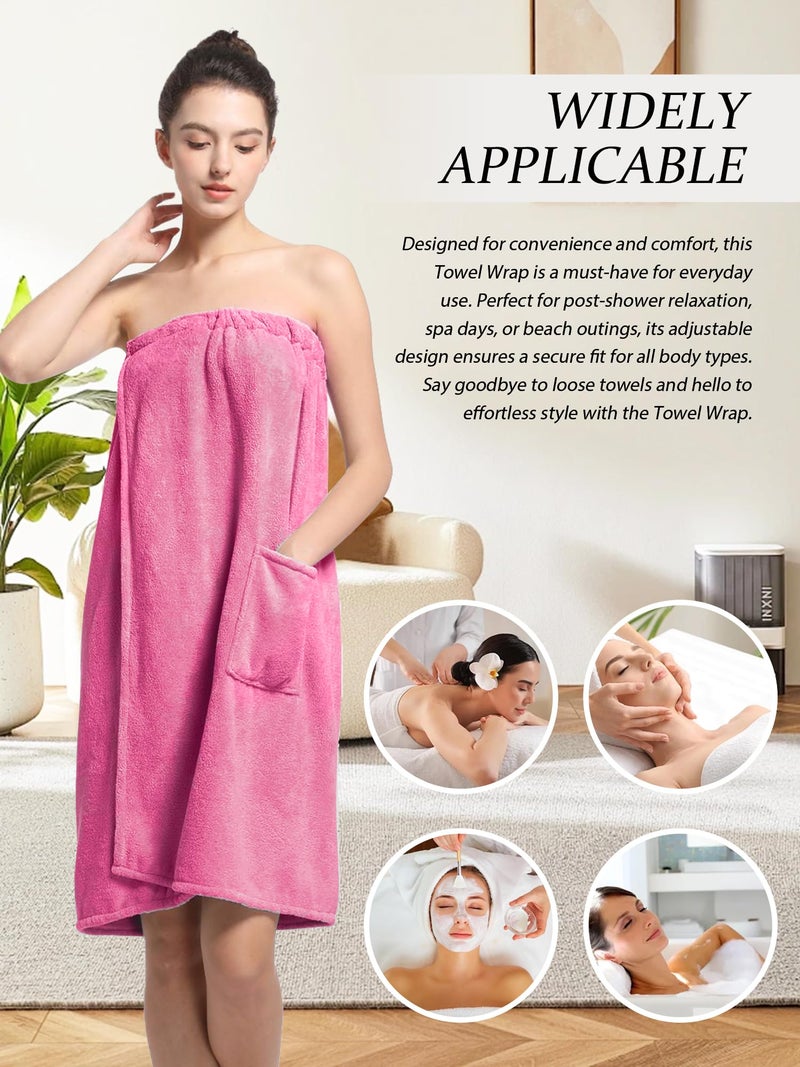 Wubbept Women'S Soft Wrap Towel Full Lengthï¼ŒBath Robe After Shower Female Plush Longï¼ŒSpa Bathrobes Lightweight With Pockets (US, Alpha, One Size, Regular, Regular, Rose Red) - Image 4