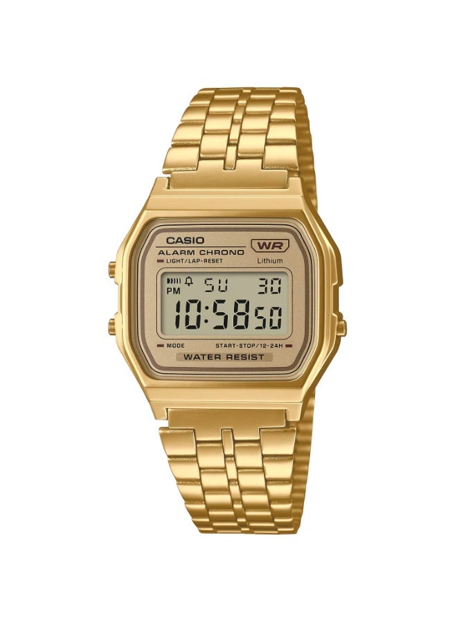 CASIO Vintage Digital Unisex Watch A158WETG-9AEF, 36.8 mm Gold Tone Digital Dial & Case, Gold Stainless Steel Mesh Bracelet, Water-Resistant - Image 2