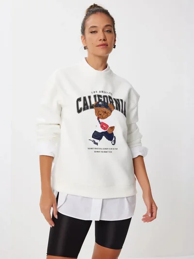 Happiness İstanbul ISTANBUL Crew Neck Printed Sweatshirt