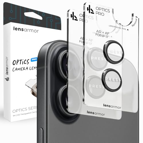 Lensarmor Compatible with iPhone 17 Camera Lens Protector Black (2-Pack) – 9H Tempered Glass, Military-Grade Anti-Scratch, Case-Friendly, Easy Install Frame - Image 1