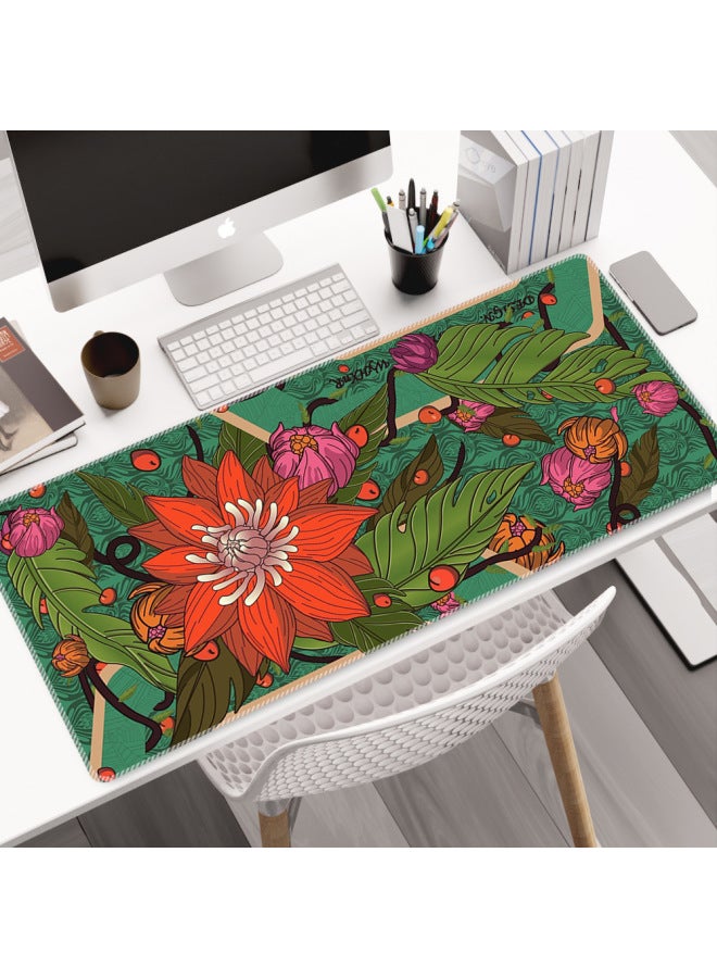 Printing Set Csgo Mouse Pad Oversized E-sports Game Dedicated Desktop Pad Thin Surface Lock Edge Covered Thickened Keyboard Pad-Color:400*800*2-Pattern:Wild Lotus  - Image 1