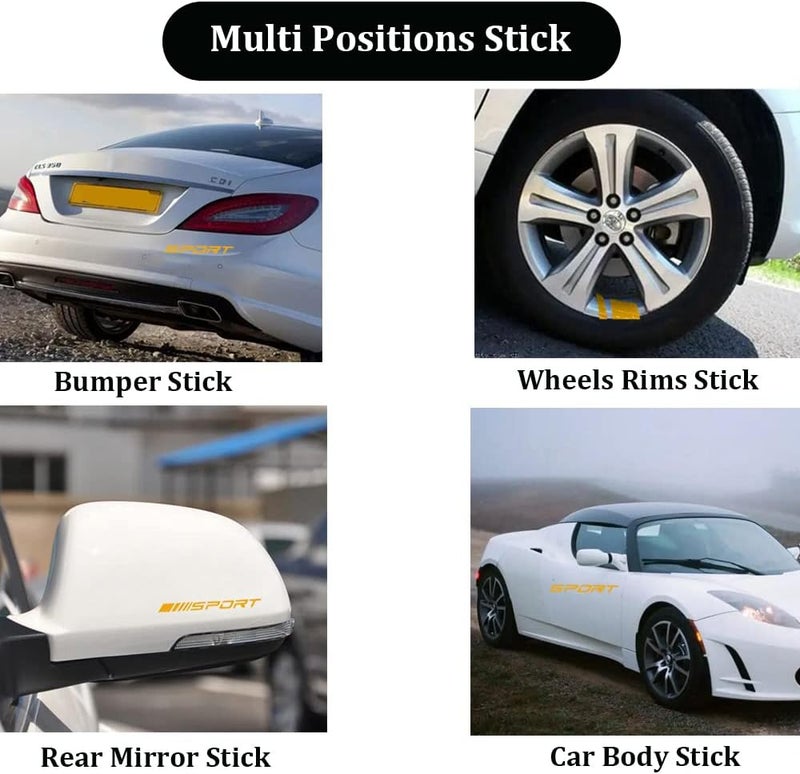 Pincuttee 14pcs Car Decal Stickers,Wheel Rim Decal Sticker,Sport Logo Reflective Stickers,Sport Emblem Car Rear Bumper Sticker,Rear Mirror Decals for All Vehicles(Yellow,14PCS) - Image 4