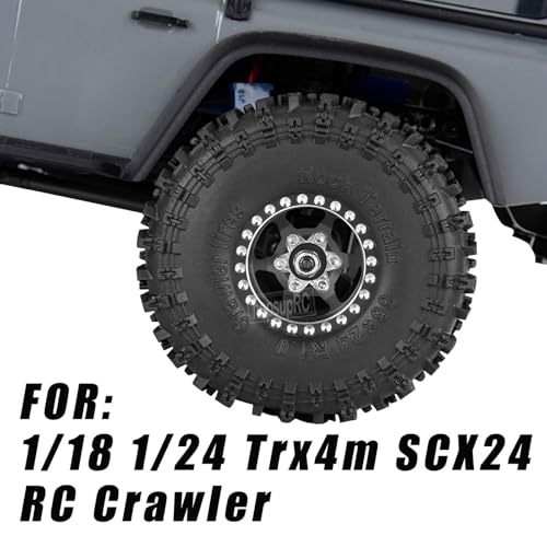 hopsupRC RC 10in Beadlock RC Truck Tires Wheels Tires for 118 124 Trx4m SCX24 RC CrawlerAluminum 10in Beadlock Wheel Rim10in Tires TyresBlack4PCS - Image 5