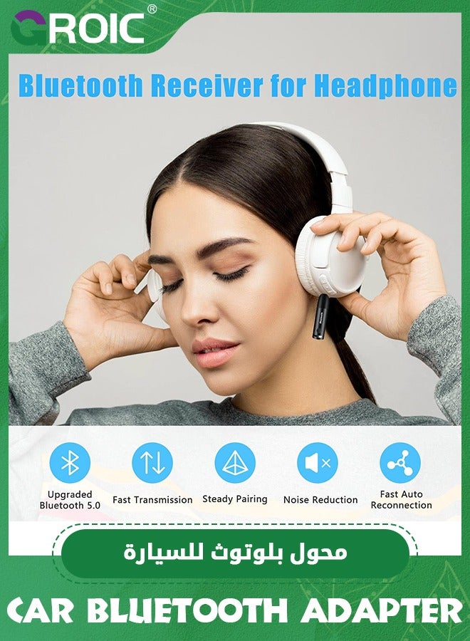 GROIC Black Wireless Bluetooth Aux Adapter, Bluetooth 5.3 Car Adapter, Mini Portable 3.5mm Bluetooth Aux Receiver for Car, Headphones, Home Stereo Music System - Image 3