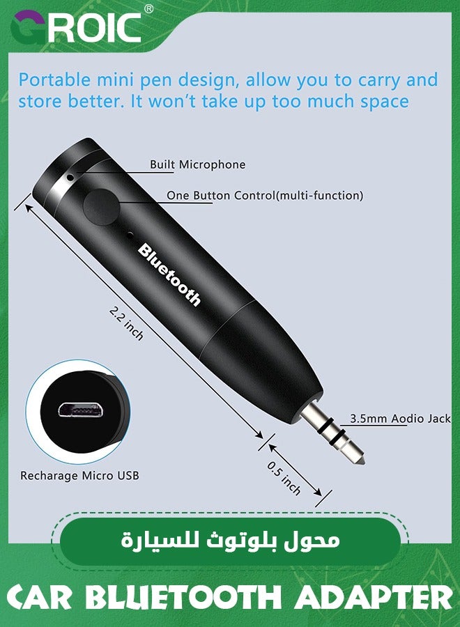 GROIC Black Wireless Bluetooth Aux Adapter, Bluetooth 5.3 Car Adapter, Mini Portable 3.5mm Bluetooth Aux Receiver for Car, Headphones, Home Stereo Music System - Image 4