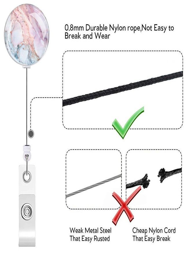 Anffilona Retractable ID Badge Holder Nurse Badge Reels with Clip Name Card Holders for Office Worker Doctor Nurse (Marble 4-1) - Image 4