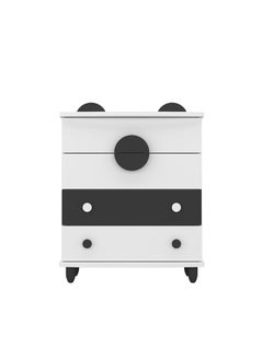 DANUBE HOME Panda 4 Drawers Kids Dresser Durable Vanity Table Without Mirror Young Dresser With Storage Modern Design Bedroom Furniture L80Xw40Xh105.4Cm-White And Black  - Image 1