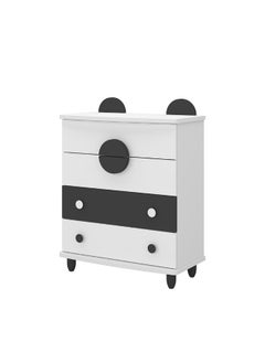 DANUBE HOME Panda 4 Drawers Kids Dresser Durable Vanity Table Without Mirror Young Dresser With Storage Modern Design Bedroom Furniture L80Xw40Xh105.4Cm-White And Black  - Image 2