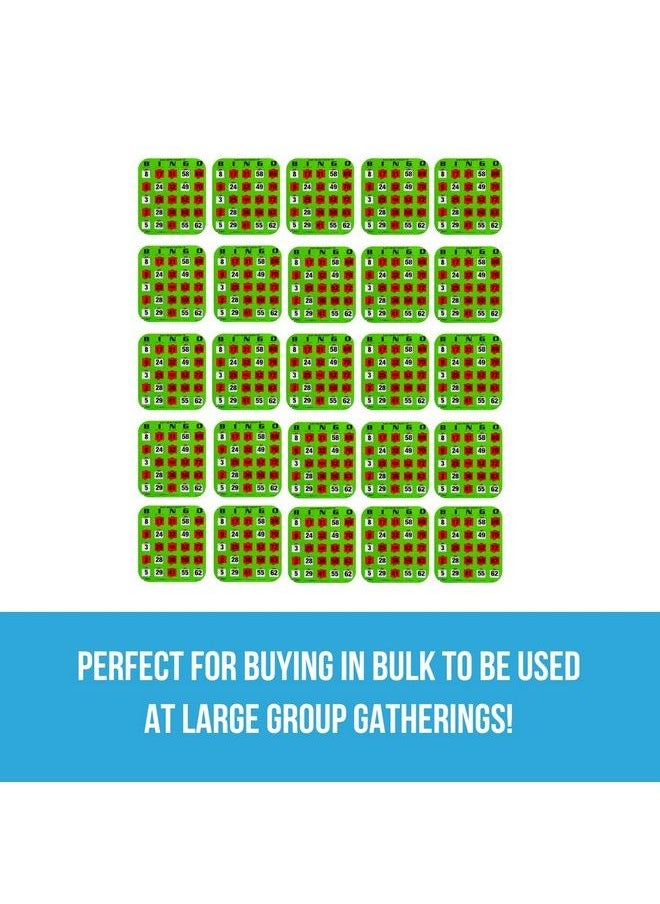 Regal Games - Shutter Slide Bingo Cards Only 8” X 9” 5 Ply Green Cardstock Easy To Read Red Sliding Windows 25 Pack Perfect For Large Groups Bulk Purchasing Non Repeating Set - Image 1
