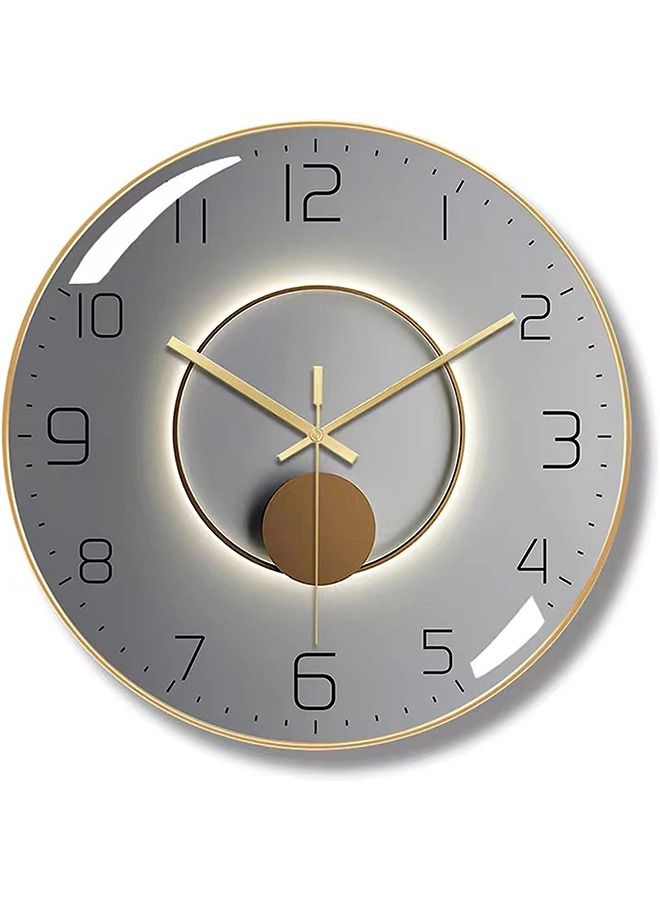 HOMESTAR Wall Clock,3D Curved Glass Large Clock,12-inch Silent Non-Ticking Round Classroom Clock, Battery Operated Easy to Read Decorative Clocks,Stylish Kitchen Clock(Grey) - Image 1