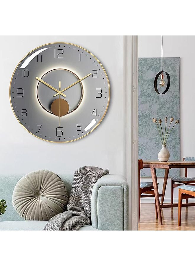 HOMESTAR Wall Clock,3D Curved Glass Large Clock,12-inch Silent Non-Ticking Round Classroom Clock, Battery Operated Easy to Read Decorative Clocks,Stylish Kitchen Clock(Grey) - Image 4