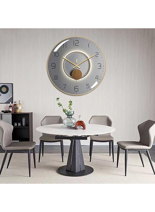 HOMESTAR Wall Clock,3D Curved Glass Large Clock,12-inch Silent Non-Ticking Round Classroom Clock, Battery Operated Easy to Read Decorative Clocks,Stylish Kitchen Clock(Grey) - Image 2