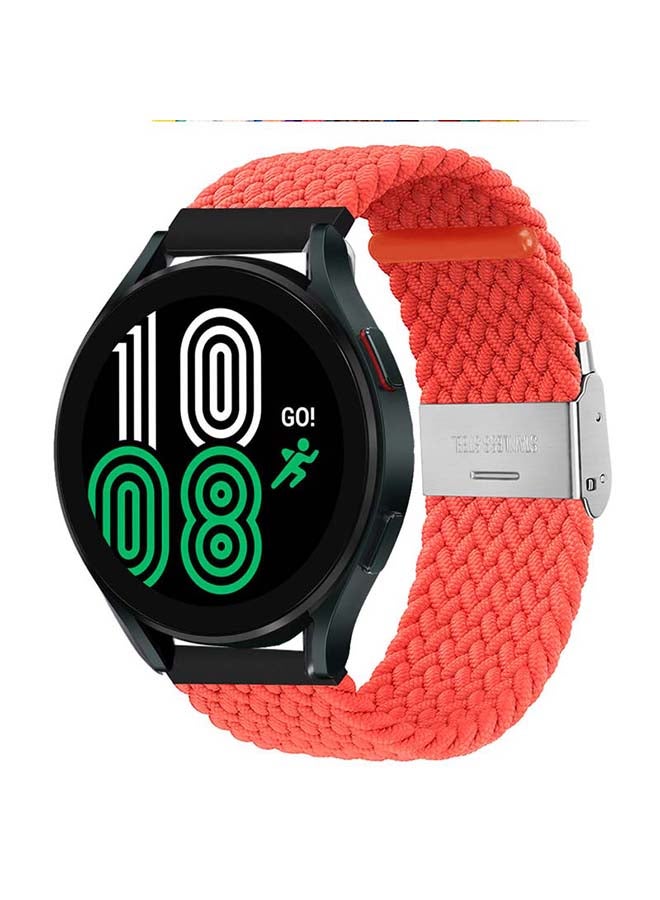 Perfii Adjustable Braided Solo Loop Band for Samsung Galaxy Watch4 40/44mm Orange - Image 2