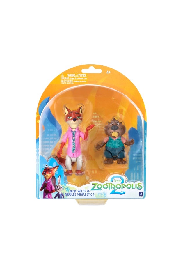 Disney تمثال زوتروبوليس 2 القابل للجمع - حزمة 2 في 1 - نيك وايلد ونيبلز مابليستيك 3 بوصات | مجموعة زوتوبيا 2 للأذيال الغامضة | تمثال شخصية | هدية للأطفال وجامعي التذكارات! - Image 1