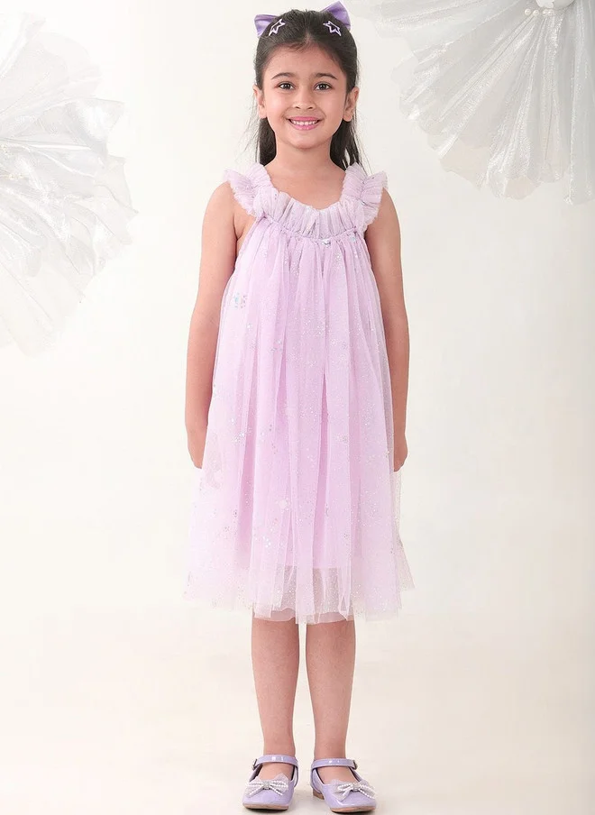 Bonkids BONKIDS Lavender Satin Fit & Flare Dress