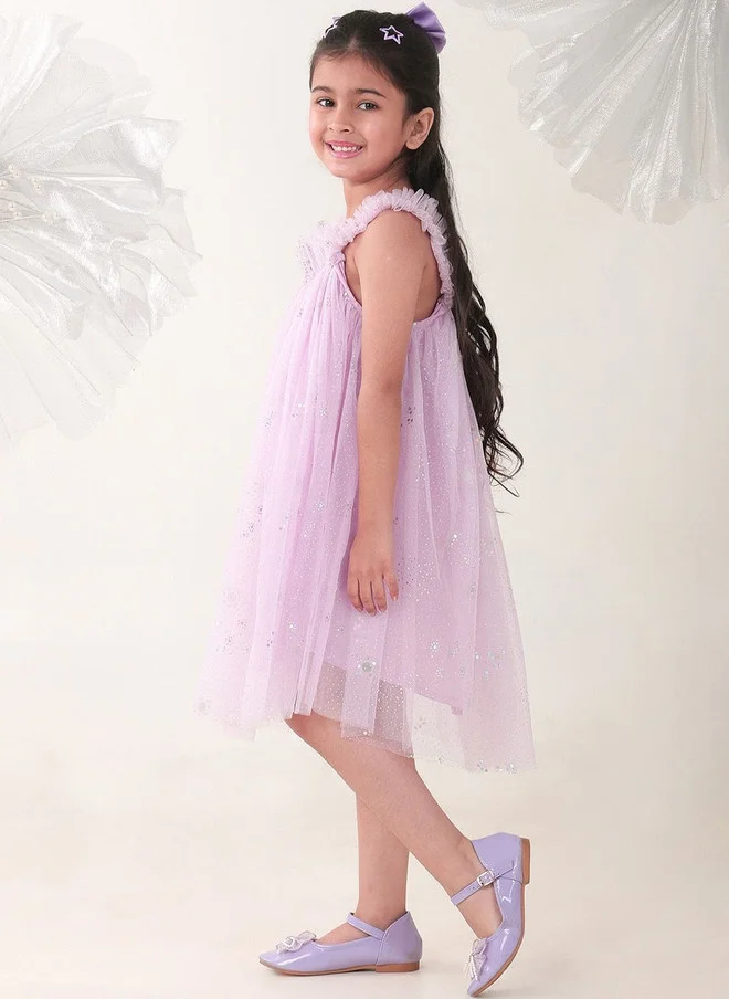 Bonkids BONKIDS Lavender Satin Fit & Flare Dress