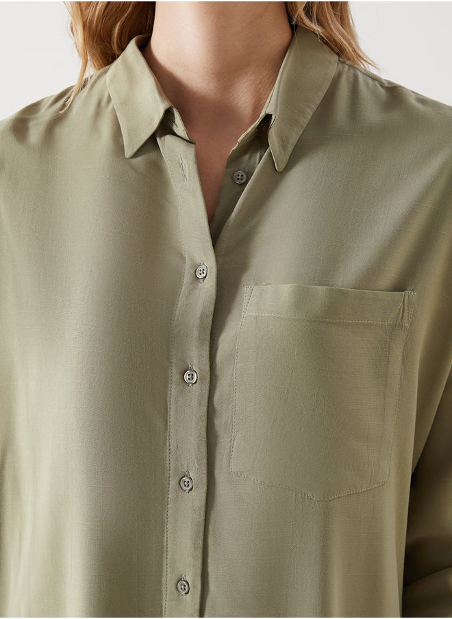 Plain Long Sleeve Women's Poplin Shirt