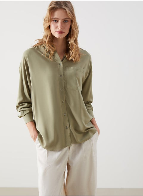 Plain Long Sleeve Women's Poplin Shirt