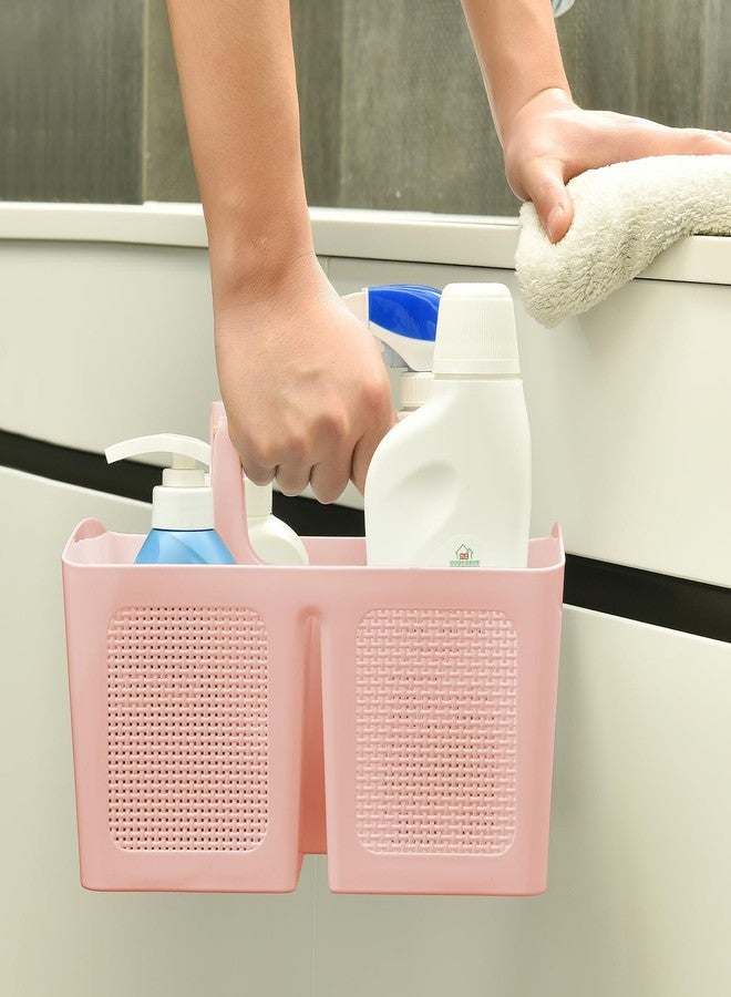 ALINK Portable Shower Caddy Basket with Compartments, Plastic Divided Cleaning Caddy Organizer Storage Tote with Handle for Bathroom, College, Dorm Room Essentials, Pink - Image 4