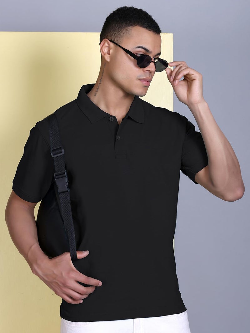 FYLTR Men's Solid Polo | Regular Fit | Casual Polo Shirts for Men | Black | M - Image 2