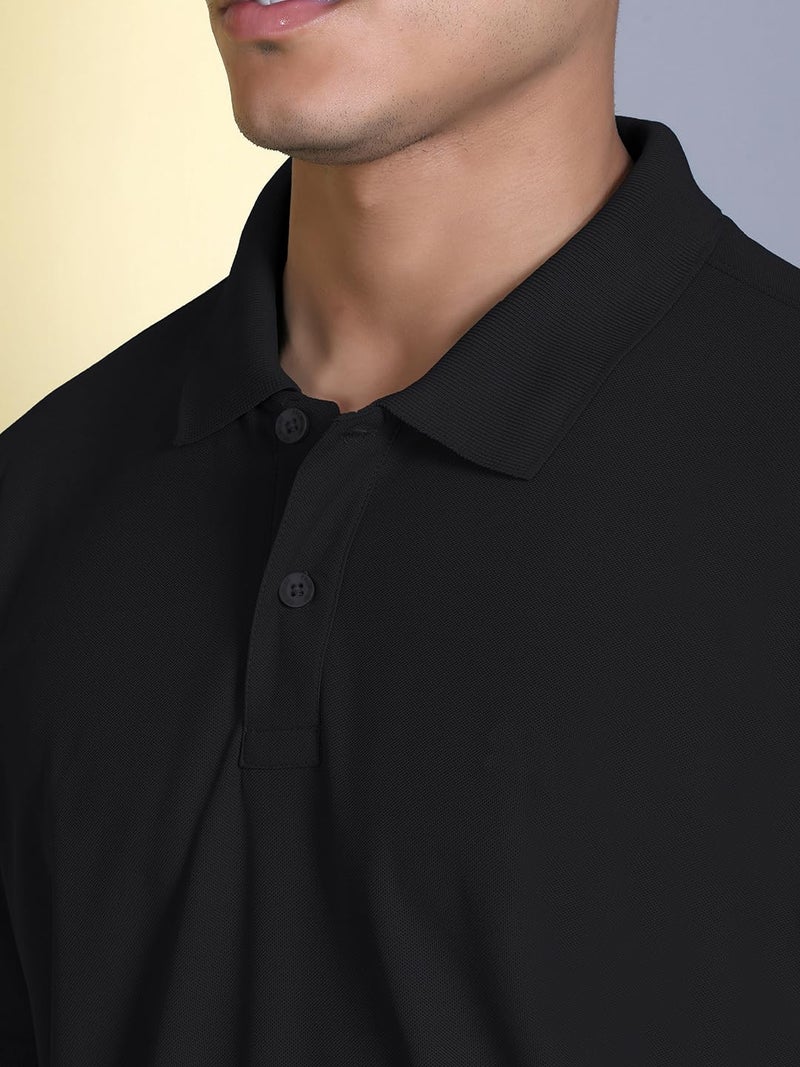 FYLTR Men's Solid Polo | Regular Fit | Casual Polo Shirts for Men | Black | M - Image 3