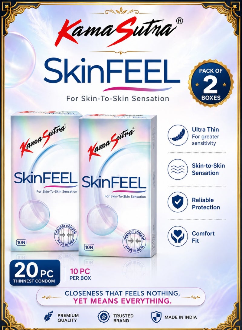 Kamasutra Pack Of 2 Boxes SkinFEEL Thinnest Condom For Men 10N X 2 - Image 1