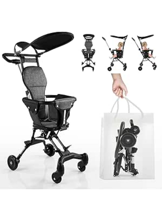 Portable Travel Stroller for Airplane with Mini Umbrella,Lightweight and Compact with 360° Two-Way Rotational Seat grey - Image 1