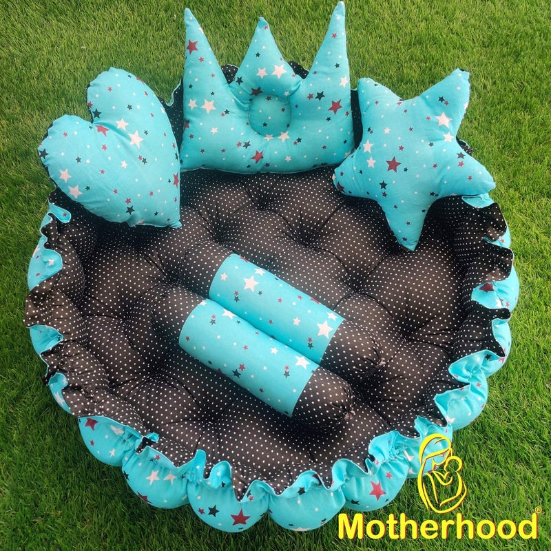 MOTHERHOOD MOTHERHOOD 1 Round Baby Tub Bed with 1 Baby Cradle Hammock 1 Large Baby Blanket 1 Baby Mattress and 5 pc Baby Pillow Luxury Baby Mattress Bed Sleeper Bedding Set coSleeper for Baby Sky D - Image 2