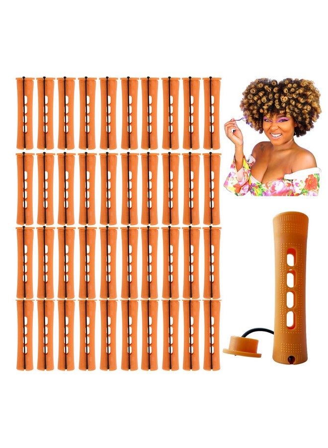 RJMBMUP Perm Rods Large Hair Rollers For Natural Long Short Hair Styling Tool Hair Curlers Dark Orange Color - Image 1
