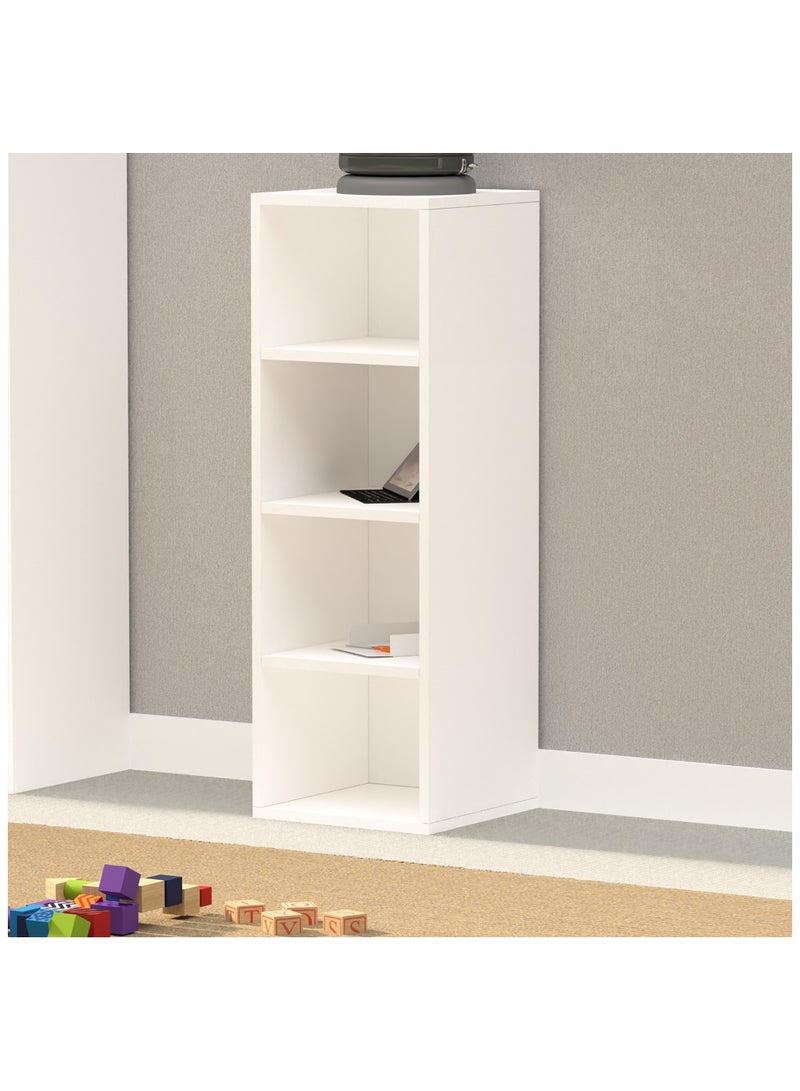 Mahmayi Wooden Storage Display Shelves 4-Tier Freestanding, Box Shelves, Top Shelf for Decoration Ideal for Storing and Displaying your possessions - White - Image 2