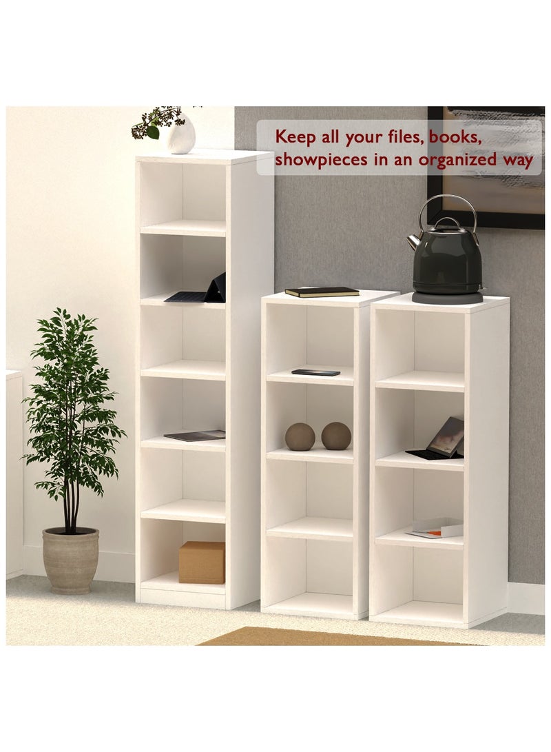 Mahmayi Wooden Storage Display Shelves 4-Tier Freestanding, Box Shelves, Top Shelf for Decoration Ideal for Storing and Displaying your possessions - White - Image 3