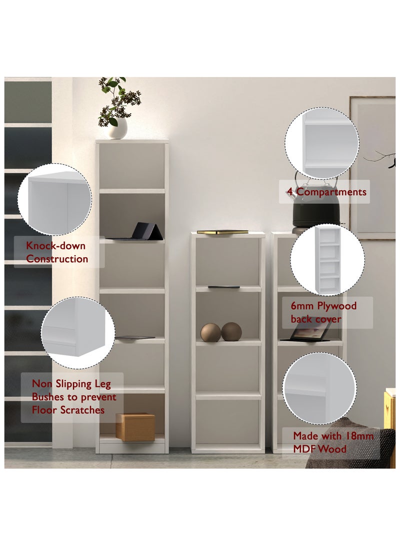 Mahmayi Wooden Storage Display Shelves 4-Tier Freestanding, Box Shelves, Top Shelf for Decoration Ideal for Storing and Displaying your possessions - White - Image 4