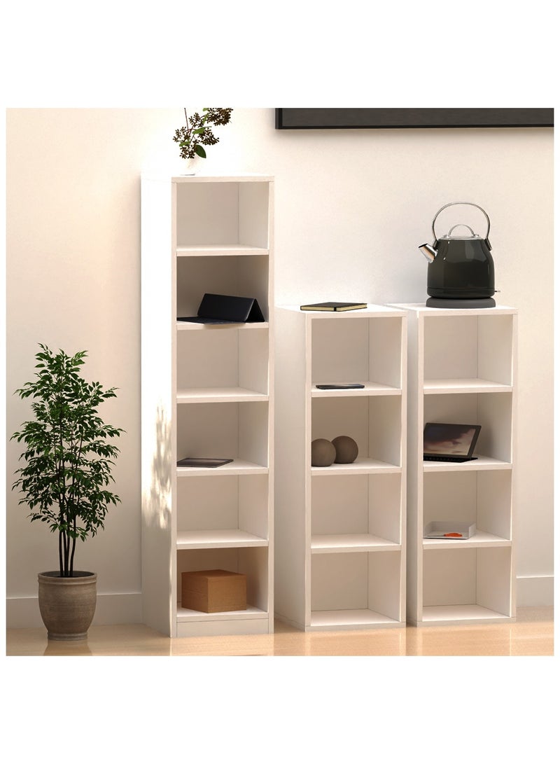 Mahmayi Wooden Storage Display Shelves 4-Tier Freestanding, Box Shelves, Top Shelf for Decoration Ideal for Storing and Displaying your possessions - White - Image 5