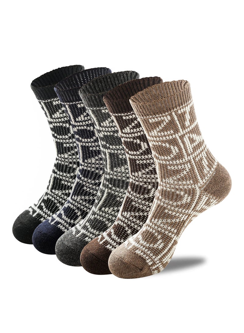 KASTWAVE Men's Thermal Socks, 5 Pairs Thick Cotton Thermal Socks Men's Winter Soft Walking Hiking Socks Men's Heavyweight Comfort Boot Socks for Cold Weather UK 5-10 - Image 1