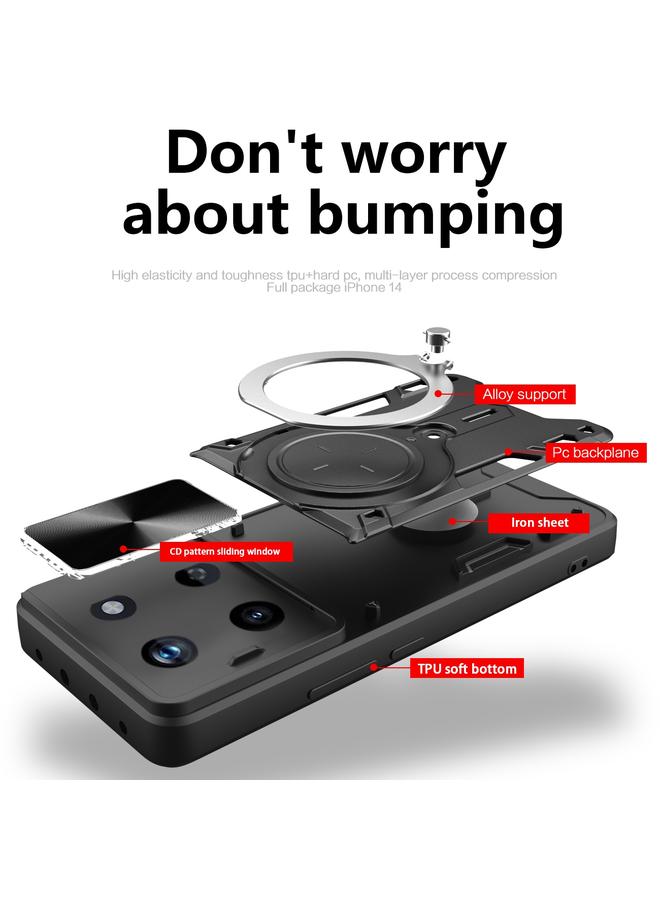 إيروريكس جراب لهاتف Realme 11 4G Global CD Texture Sliding Camshield حامل مغناطيسي جراب هاتف - Image 3