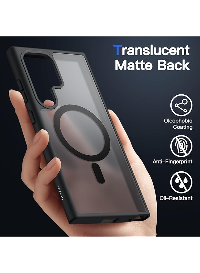 جي تيك جراب مغناطيسي لهاتف Samsung Galaxy S24 Ultra 5G متوافق مع Magsafe، غطاء خلفي شفاف غير لامع مقاوم للصدمات، أسود - Image 4